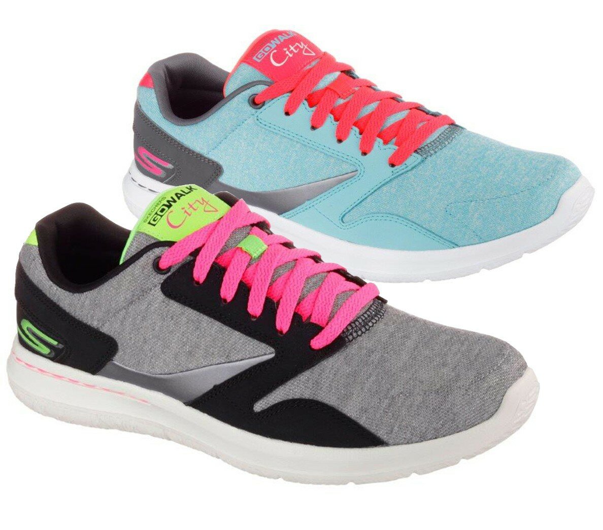 New Ladies Skechers Go Walk City Lace Up Trainers Casual Lightweight Shoes