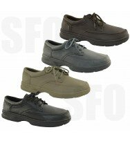 Mens Black Leather Lace Up Lightweight Comfort Wide Fitting Shoes Size 6 - 12