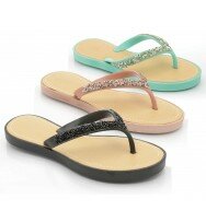 Ladies Womens Diamante Flip Flops Summer Beach Flats Toe Post Sandals Shoes