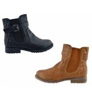 New Ladies Womens Winter Ankle Combat Quiilted Slip On Casual Boot Shoe