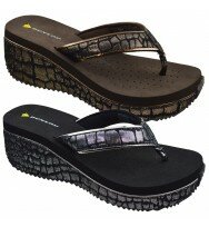 Womens Dunlop Toe Post Diamante Platform Wedge Flip Flops Ladies Sandals