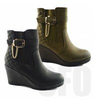 New Womens Ladies Ankle Boots Chelsea Celebrity High Heel Wedge Platform Shoes