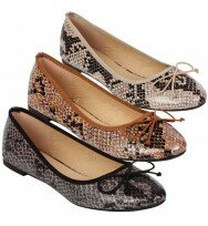 Ladies Flats Shoes Womens Snake Ballerinas Dolly Slip On Shoes Pumps Size