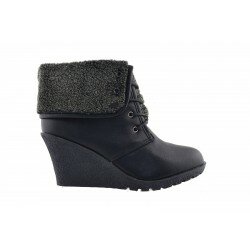 New Ladies Womens Winter Wedge Heel Fur Lined Casual Lace Up Boot Shoe Size 2-8