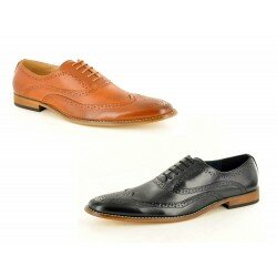 Mens Leather Lined Brogue Formal Lace Up Office Shoes New Casual Smart Shoe Size