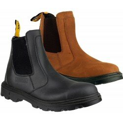 Mens Amblers Leather S3 Safety Dealer Work Boots Chelsea Steel Toe Slip On Boot