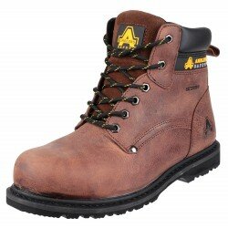 Mens Amblers Leather Safety Boots Work Steel Toe Brown Waterproof Shoe