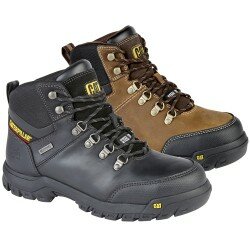 Mens Caterpillar Leather Boots Safety Work Ankle Black Waterproof Steel Toe Shoe