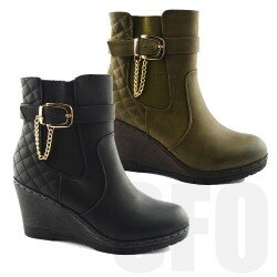 New Womens Ladies Ankle Boots Chelsea Celebrity High Heel Wedge Platform Shoes