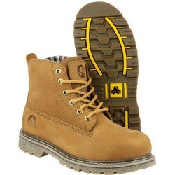 Womens Amblers Leather Safety Work Boots Ankle Steel Toe Midsole Shoe