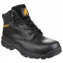 Womens Amblers Leather Safety Work Boots Black Ankle Steel Toe Shoe