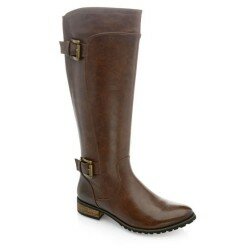 Womens Knee High Casual Ladies Zip Faux Leather Black Buckle Heel Boot