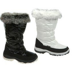 Womens Winter Walking Casual Fur Lined Slip on Calf Boot